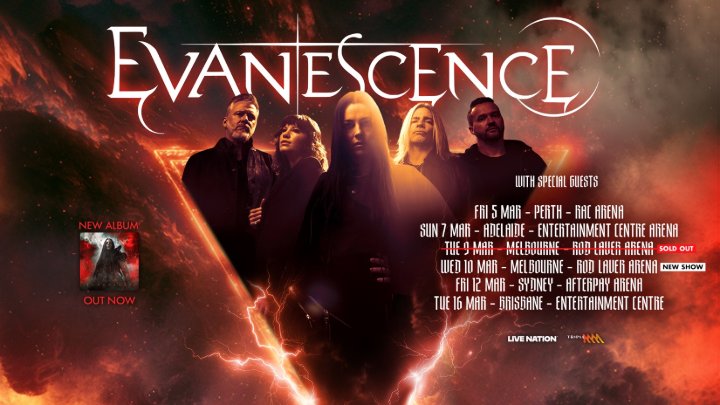 EVANESCENCE 2027 AUSTRALIA AND NEW ZEALAND ARENA TOUR SECOND SHOW ADDED FOR MELBOURNE, FIRST DATE SOLD OUT